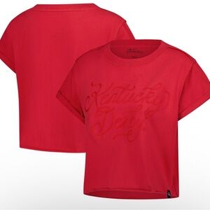 Kentucky Derby Gameday Social Women's Rope Cropped Cuffed T-Shirt - Red